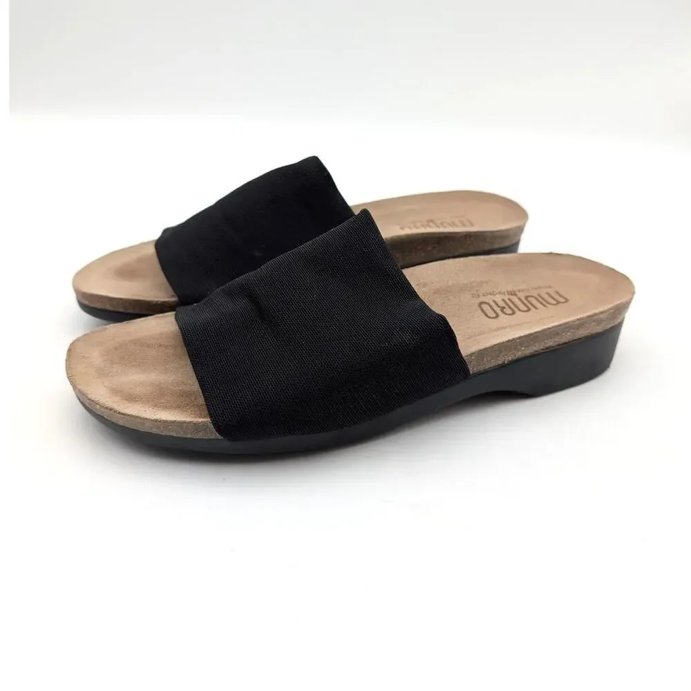 Munro Casita Slide Sandal Open Toe Women's Black/Beige Size US7M EU37.5